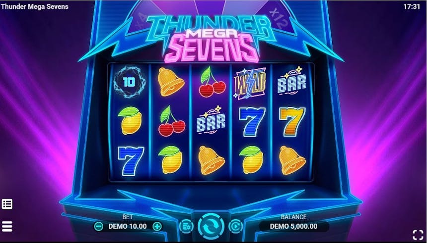 Thunder Mega Sevens Slot Grid and Symbols