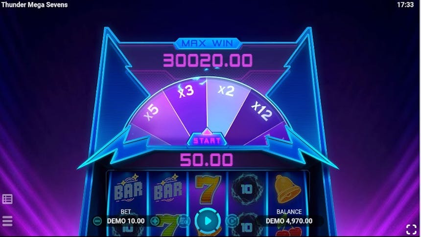 Thunder Mega Sevens Slot Wheel of Thunder Feature