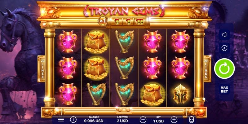 Troyan Gems Slot Grid Layout and Symbols